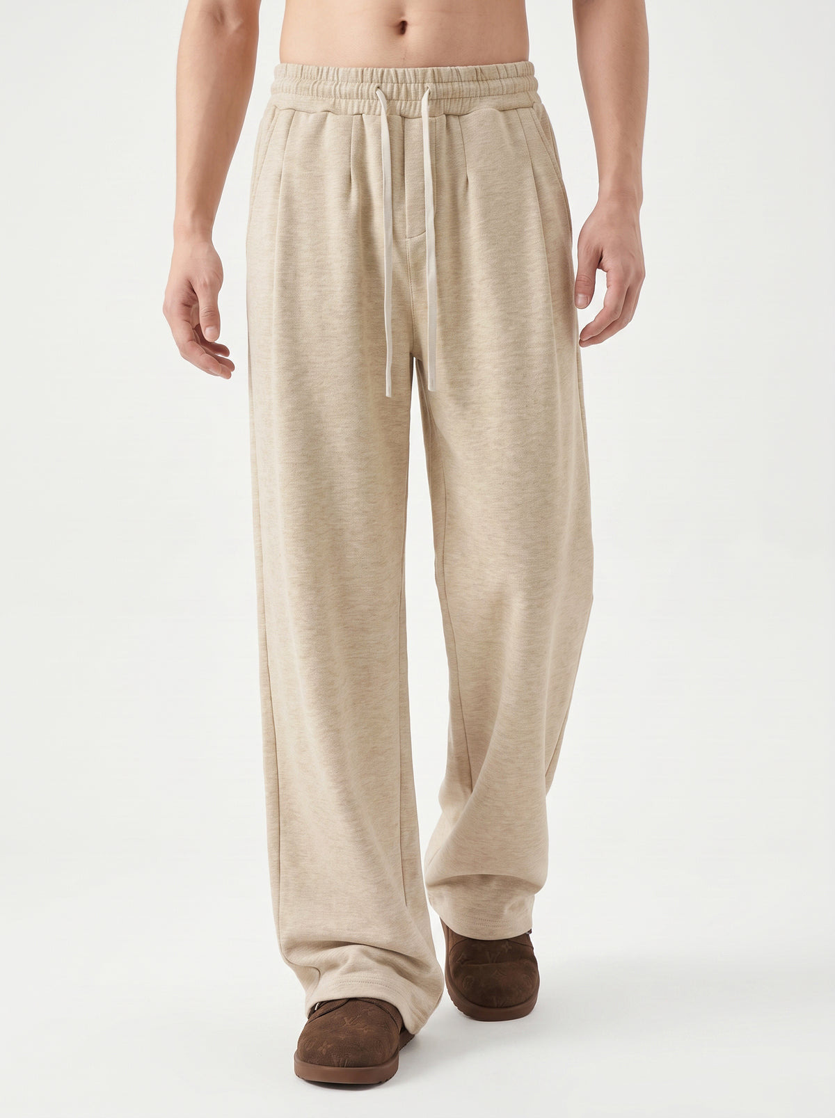 320GSM Men's Old Money Textured Straight-Leg Pants Haze Gold