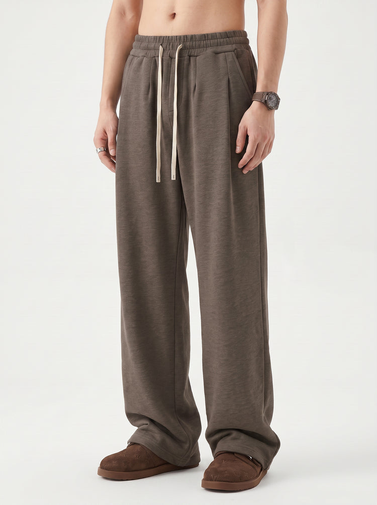 320GSM Men's Old Money Textured Straight-Leg Pants Selenphine