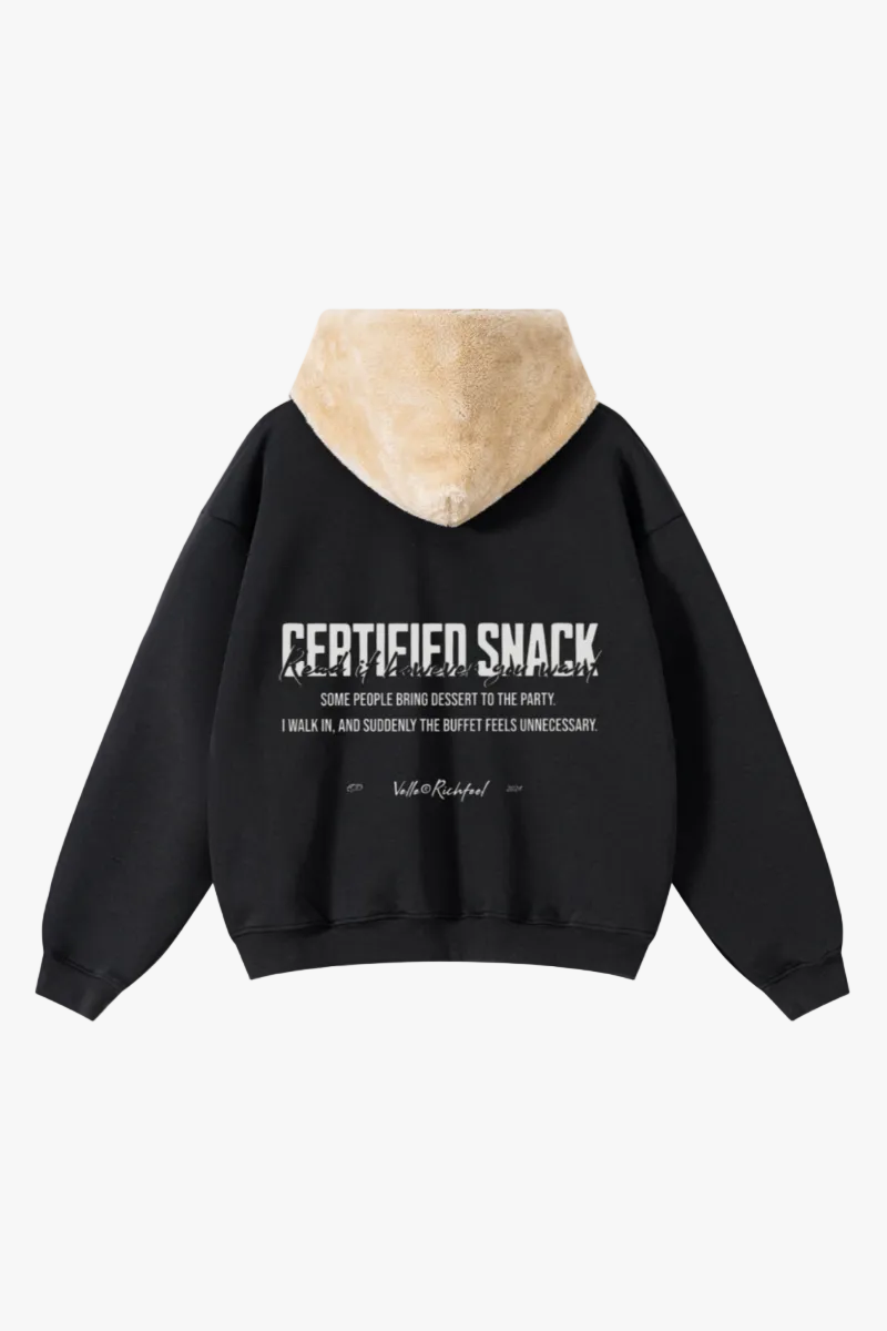 560GSM Unisex Composite Fleece Zip-Up Hoodie Black